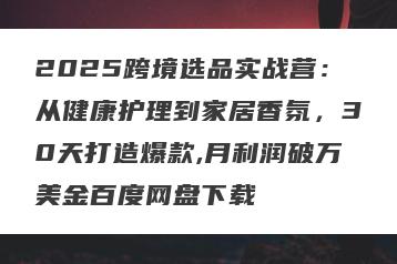 2025跨境选品实战营：从健康护理到家居香氛，30天打造爆款,月利润破万美金百度网盘下载