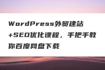 WordPress外贸建站+SEO优化课程，手把手教你百度网盘下载
