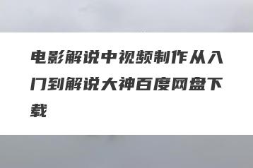 电影解说中视频制作从入门到解说大神百度网盘下载