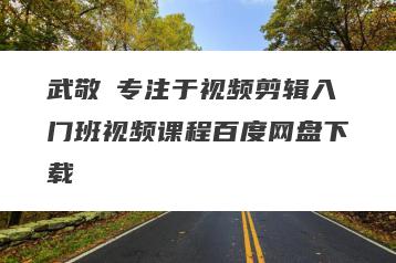 武敬凱专注于视频剪辑入门班视频课程百度网盘下载