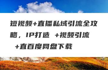 短视频+直播私域引流全攻略，IP打造 +视频引流 +直百度网盘下载