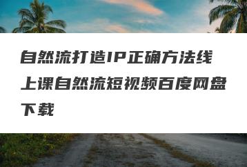 自然流打造IP正确方法线上课自然流短视频百度网盘下载