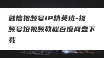 微信视频号IP精英班-视频号短视频教程百度网盘下载