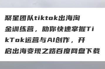聚星团队tiktok出海淘金训练营，助你快速掌握TikTok运营与AI创作，开启出海变现之路百度网盘下载