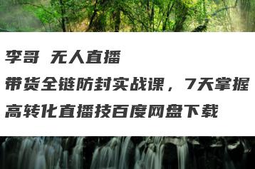 李哥・无人直播带货全链防封实战课，7天掌握高转化直播技百度网盘下载