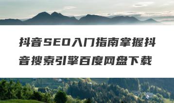 抖音SEO入门指南掌握抖音搜索引擎百度网盘下载