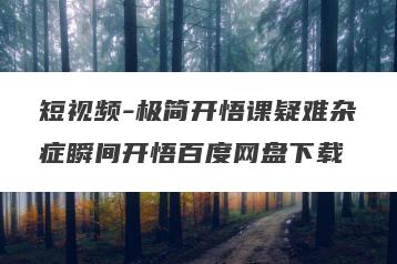短视频-极简开悟课疑难杂症瞬间开悟百度网盘下载