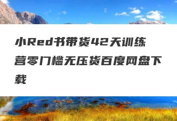 小Red书带货42天训练营零门槛无压货百度网盘下载