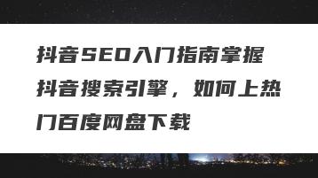 抖音SEO入门指南掌握抖音搜索引擎，如何上热门百度网盘下载