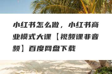 小红书怎么做，小红书商业模式大课【视频课非音频】百度网盘下载