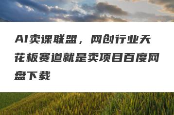 AI卖课联盟，网创行业天花板赛道就是卖项目百度网盘下载