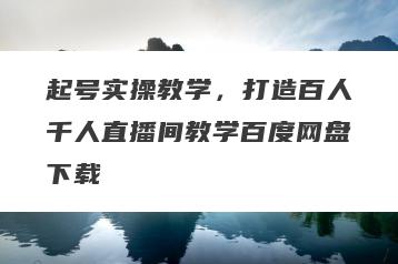 起号实操教学，打造百人千人直播间教学百度网盘下载
