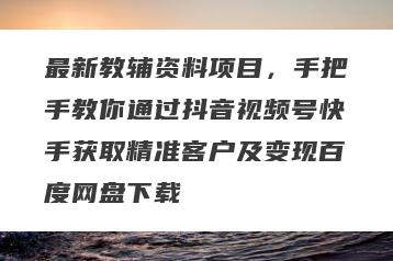 最新教辅资料项目，手把手教你通过抖音视频号快手获取精准客户及变现百度网盘下载