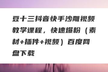 豆十三抖音快手沙雕视频教学课程，快速爆粉（素材+插件+视频）百度网盘下载