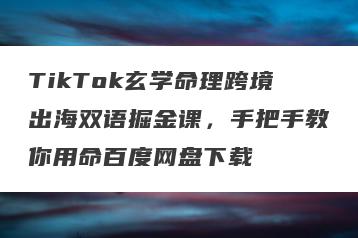 TikTok玄学命理跨境出海双语掘金课，手把手教你用命百度网盘下载