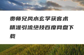 贵师兄风水玄学获客术 精准引流绝技百度网盘下载