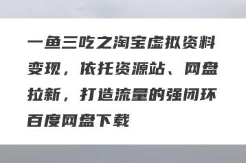 一鱼三吃之淘宝虚拟资料变现，依托资源站、网盘拉新，打造流量的强闭环百度网盘下载