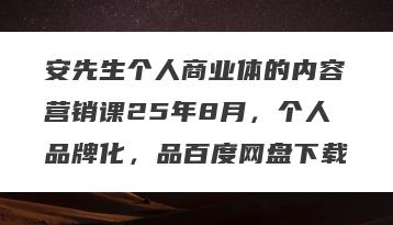 安先生个人商业体的内容营销课25年8月，个人品牌化，品百度网盘下载