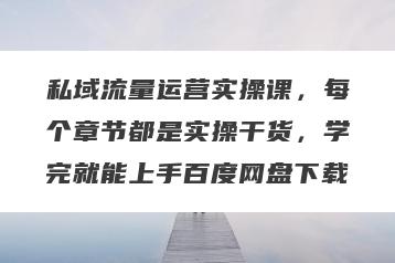 私域流量运营实操课，每个章节都是实操干货，学完就能上手百度网盘下载