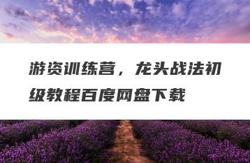 游资训练营，龙头战法初级教程百度网盘下载