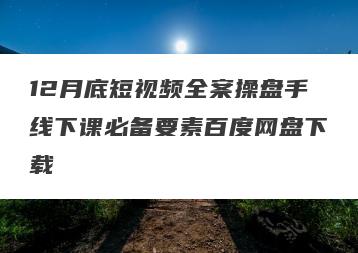 12月底短视频全案操盘手线下课必备要素百度网盘下载
