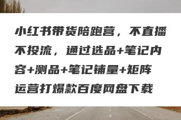 小红书带货陪跑营，不直播不投流，通过选品+笔记内容+测品+笔记铺量+矩阵运营打爆款百度网盘下载