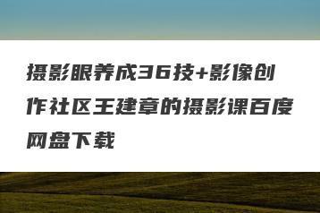 摄影眼养成36技+影像创作社区王建章的摄影课百度网盘下载