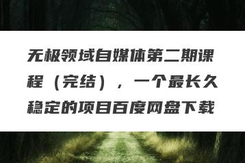 无极领域自媒体第二期课程（完结），一个最长久稳定的项目百度网盘下载