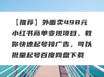 【推荐】外面卖498元小红书商单变现项目，教你快速起号接广告，可以批量起号百度网盘下载