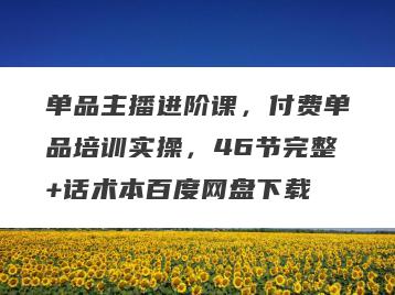 单品主播进阶课，付费单品培训实操，46节完整+话术本百度网盘下载