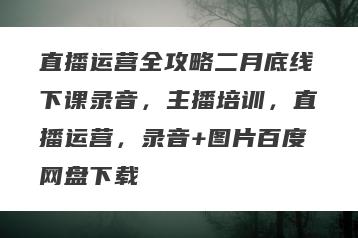 直播运营全攻略二月底线下课录音，主播培训，直播运营，录音+图片百度网盘下载