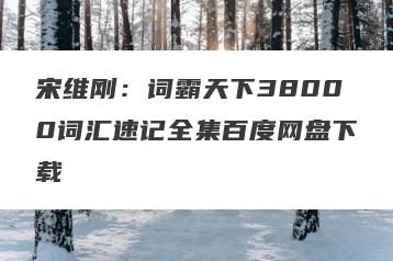 宋维刚：词霸天下38000词汇速记全集百度网盘下载