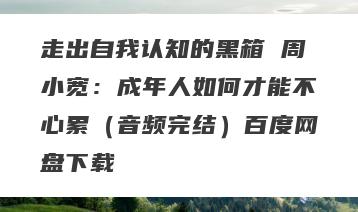 走出自我认知的黑箱 周小宽：成年人如何才能不心累（音频完结）百度网盘下载