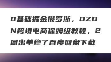 0基础掘金俄罗斯，OZON跨境电商保姆级教程，2周出单稳了百度网盘下载