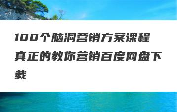 100个脑洞营销方案课程真正的教你营销百度网盘下载