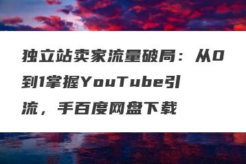 独立站卖家流量破局：从0到1掌握YouTube引流，手百度网盘下载