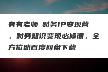 有有老师・财务IP变现营,财务知识变现必修课,全方位助百度网盘下载