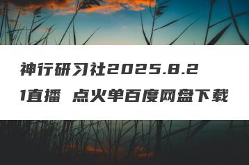 神行研习社2025.8.21直播 点火单百度网盘下载