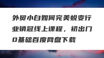 外贸小白如何完美蜕变行业销冠线上课程,初出门0基础百度网盘下载