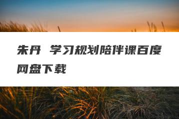 朱丹 学习规划陪伴课百度网盘下载
