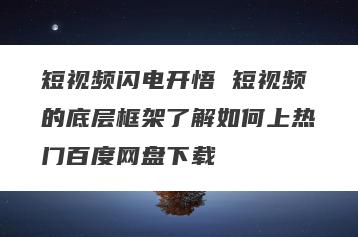 短视频闪电开悟 短视频的底层框架了解如何上热门百度网盘下载