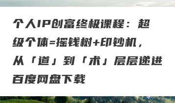 个人IP创富终极课程：超级个体=摇钱树+印钞机，从「道」到「术」层层递进百度网盘下载