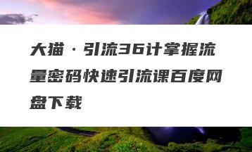 大猫·引流36计掌握流量密码快速引流课百度网盘下载