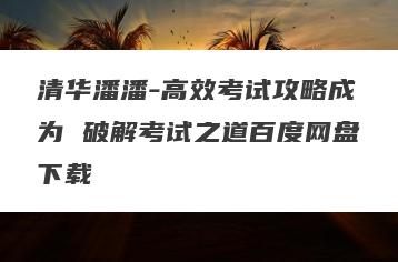 清华潘潘-高效考试攻略成为 破解考试之道百度网盘下载