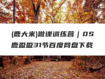 (鹿大米)做课训练营|0S鹿盈盈31节百度网盘下载