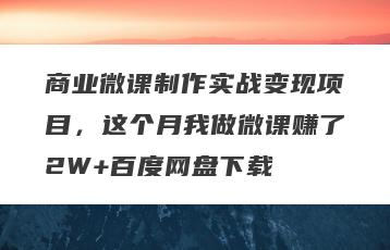 商业微课制作实战变现项目,这个月我做微课赚了2W+百度网盘下载