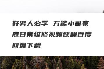 好男人必学 万能小哥家庭日常维修视频课程百度网盘下载