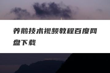 养鹅技术视频教程百度网盘下载