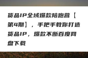 货品IP全域爆款陪跑营【第4期】，手把手教你打造货品IP，爆款不断百度网盘下载