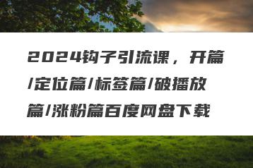 2024钩子引流课,开篇/定位篇/标签篇/破播放篇/涨粉篇百度网盘下载
